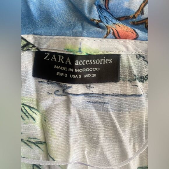 Zara Mini Dress Womens Sz S Multicolor Wrap Boho Vacation Tropical Short Sleeve - Picture 4 of 11